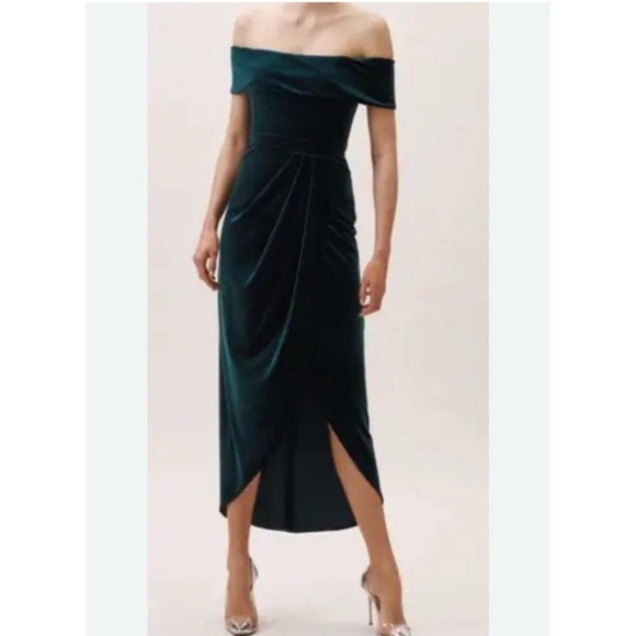 BHLDN Edison Dress in Emerald Green - Size 4 - Picture 2 of 7